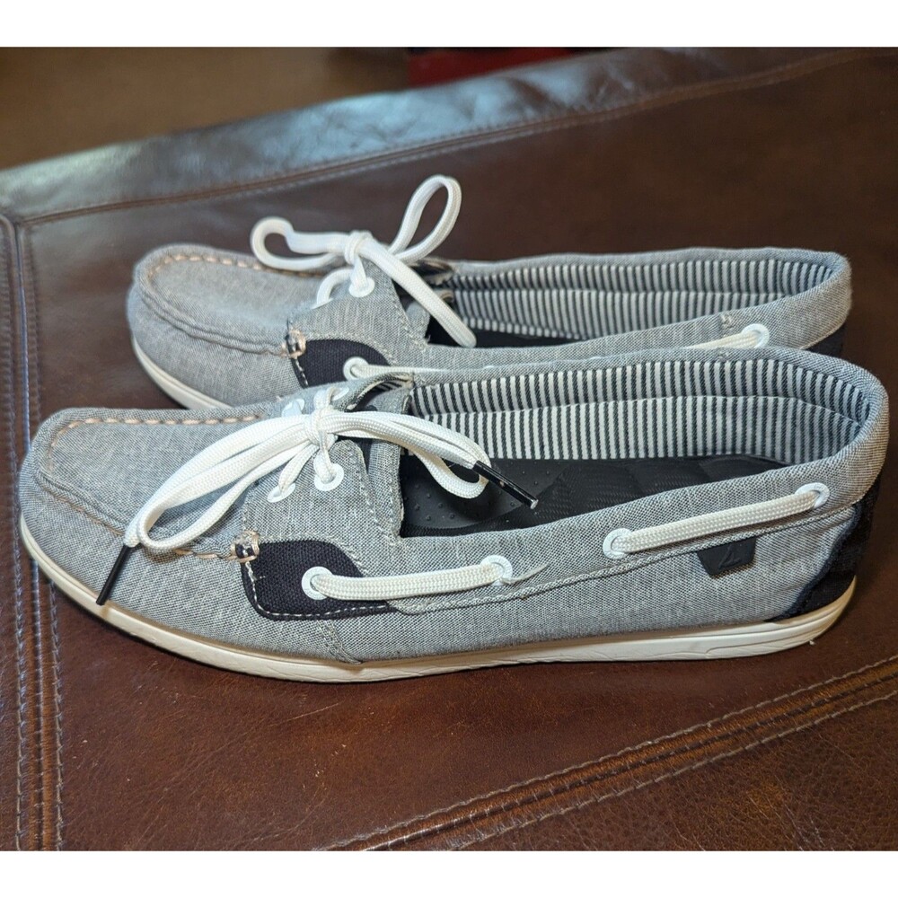 Sperry Leather Top Siders Boat Shoes Loafers Flats Black White Size 8.5 - Picture 4 of 10